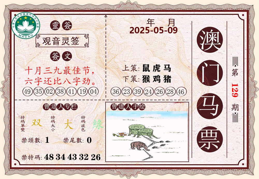 澳门马票 第129期