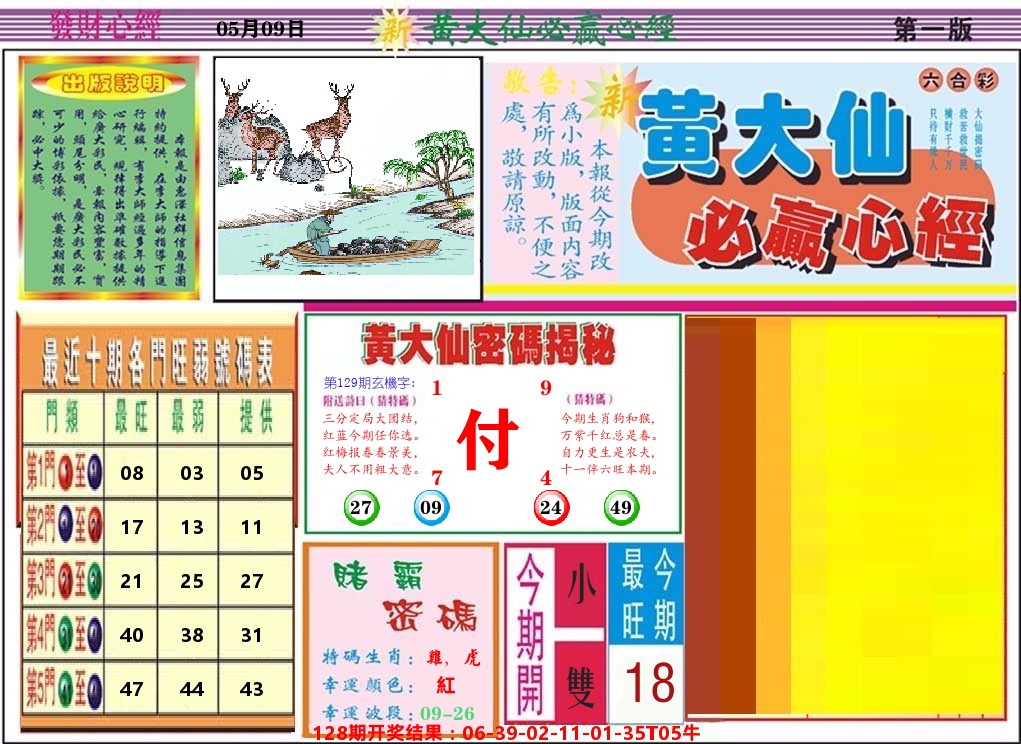 黄大仙必赢心经 第129期