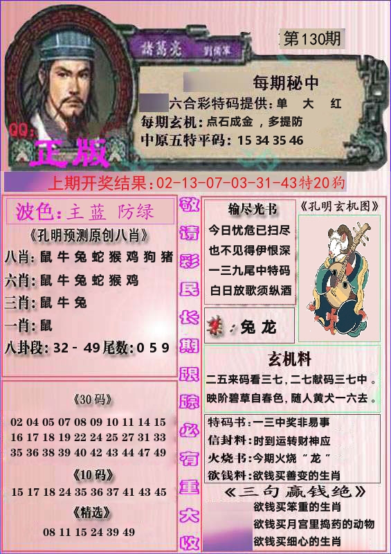 诸葛亮正版 第130期