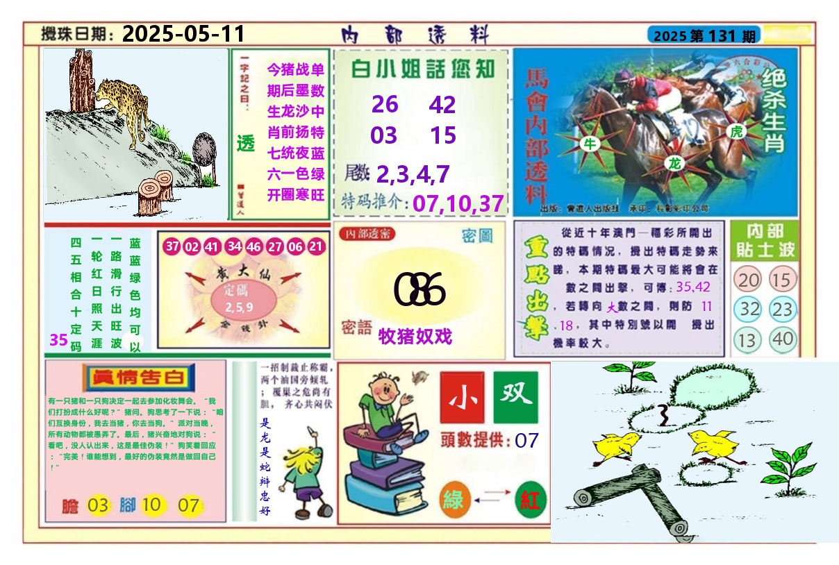 澳门内部透料A 第131期