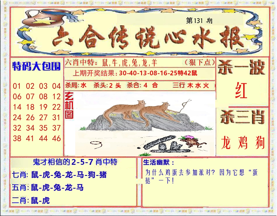 六合传说心水报 第131期