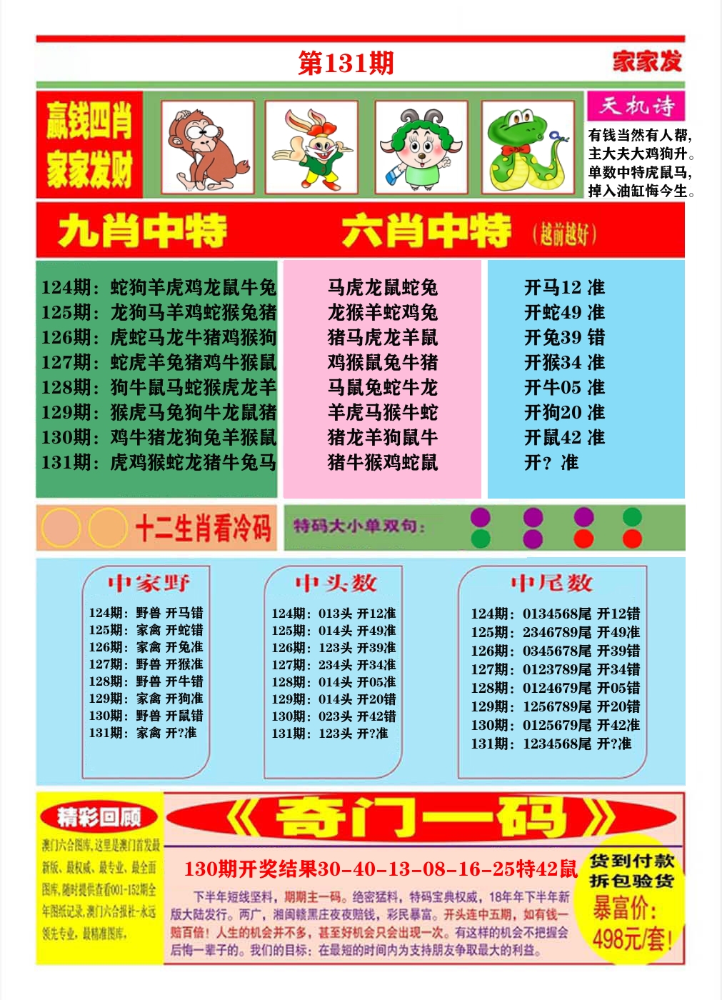 澳门家家发B 第131期