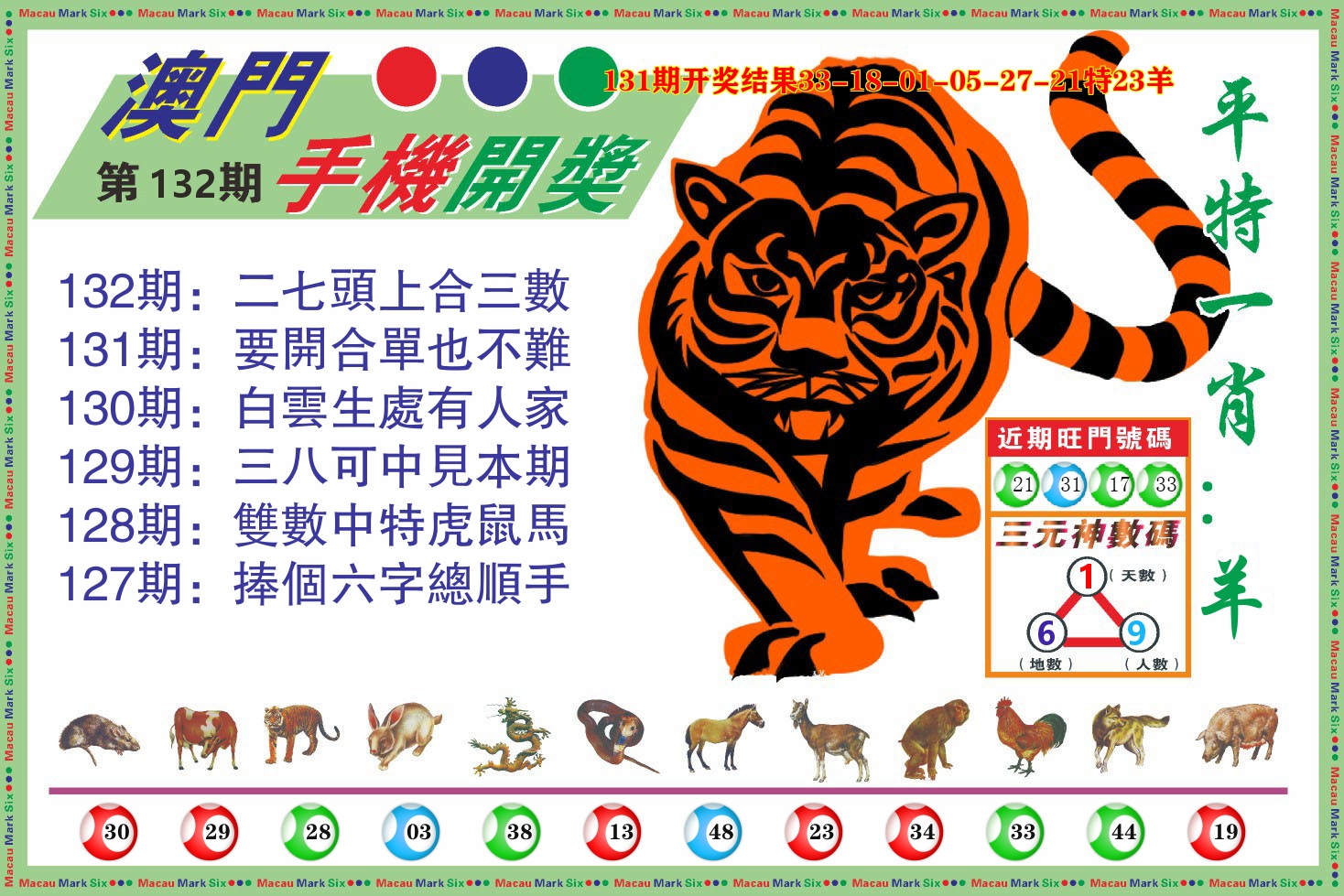 澳门开奖报 第132期