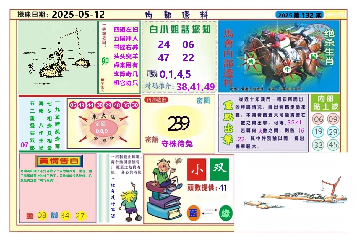 澳门内部透料A 第132期