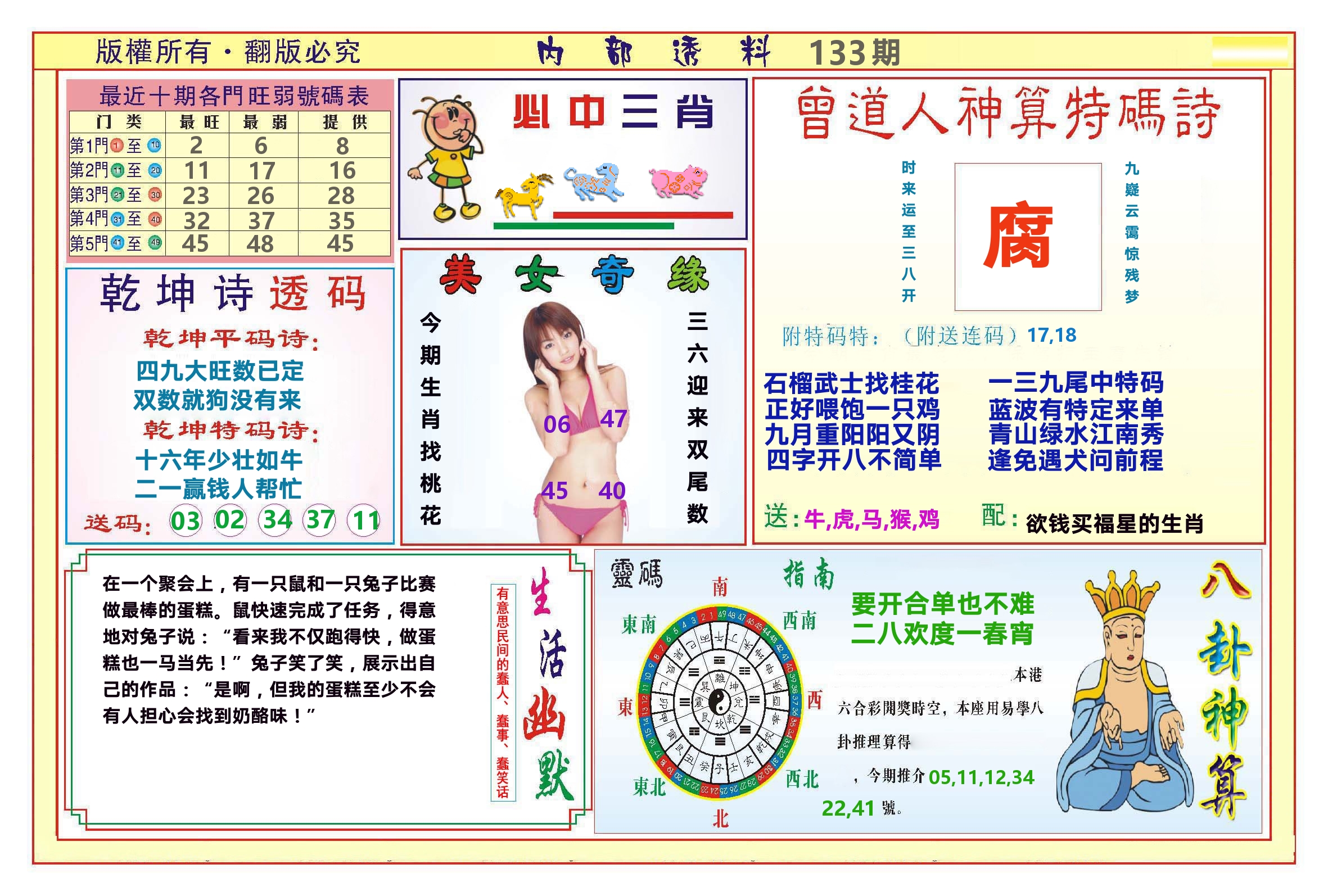 澳门内部透料B 第133期