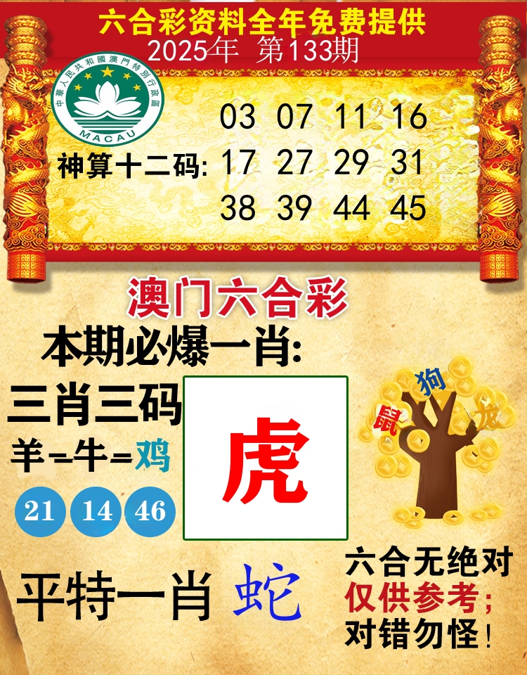澳门必爆 第133期