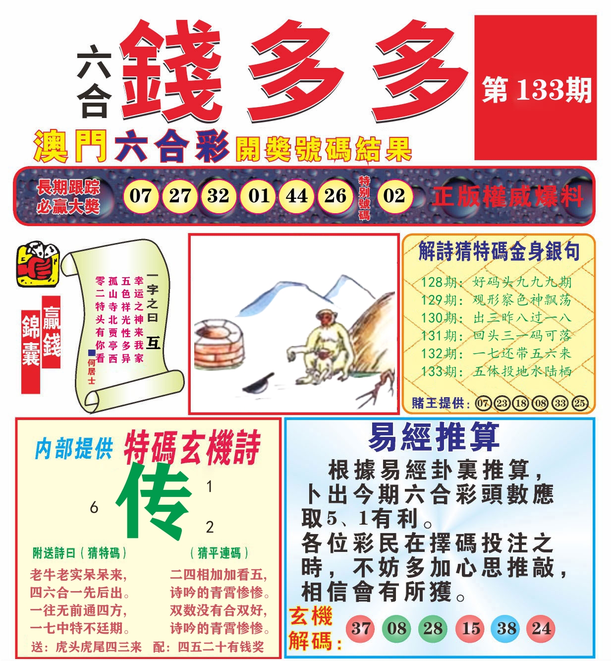 澳门钱多多B 第133期