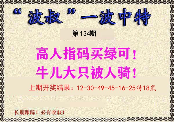 波叔中特 第134期