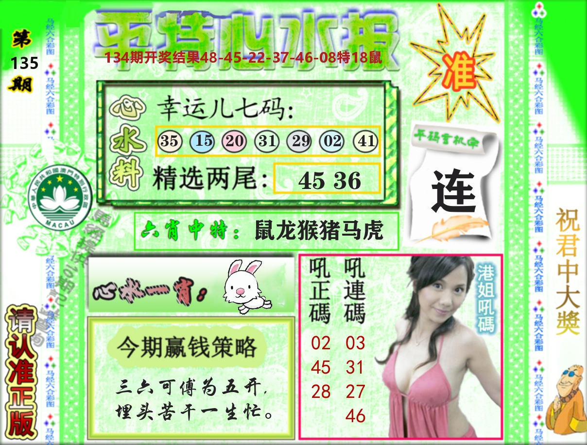 平特心水报 第135期