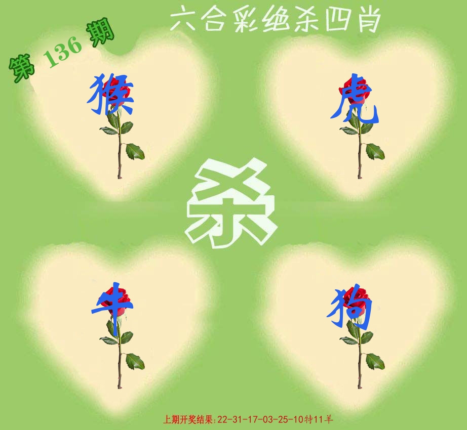 绝杀四肖 第136期