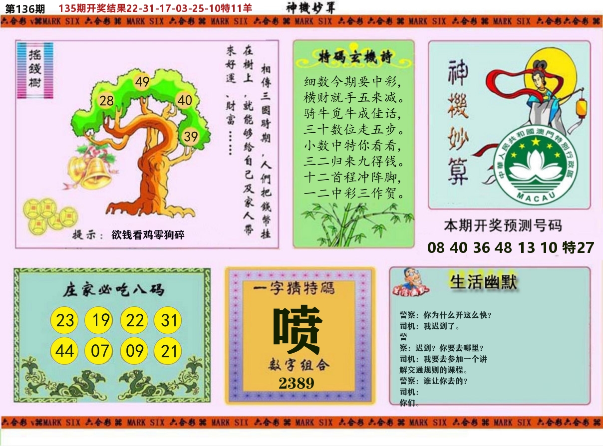 神机妙算 第136期