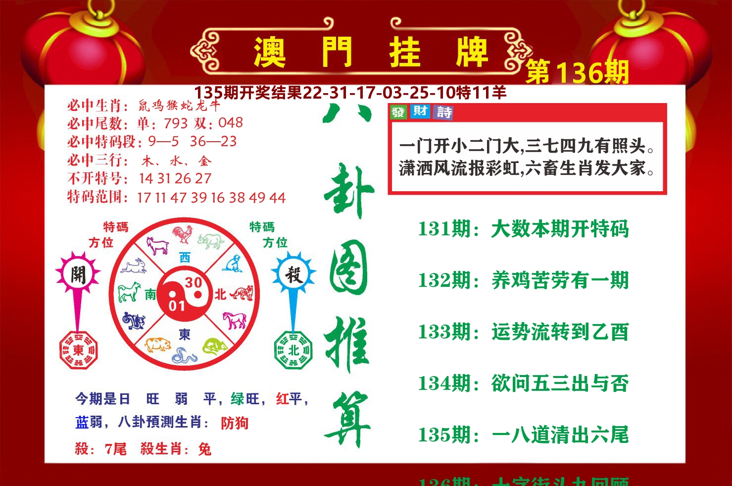 粤彩联盟B 第136期