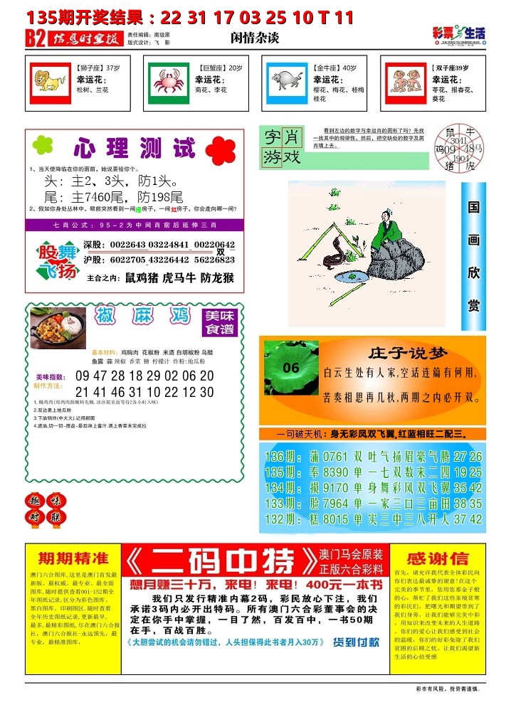 彩票与生活B 第136期
