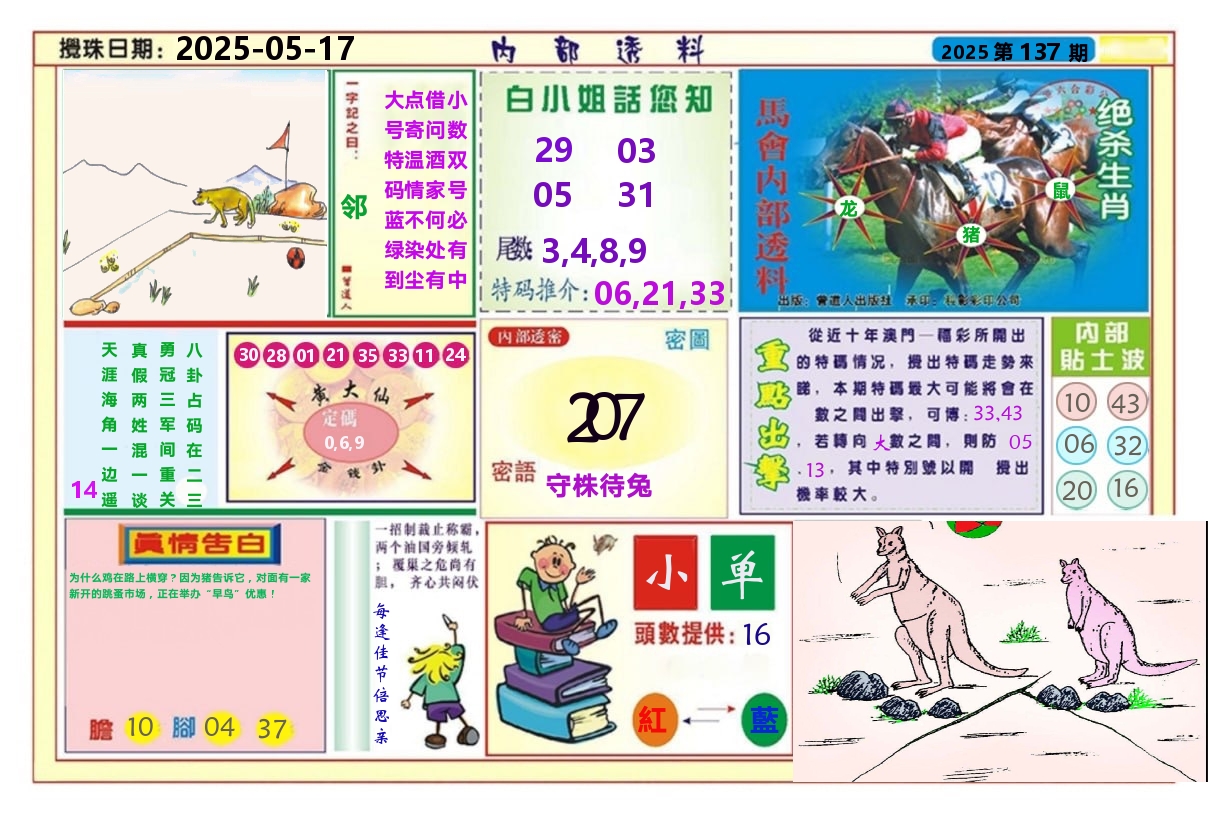 澳门内部透料A 第137期