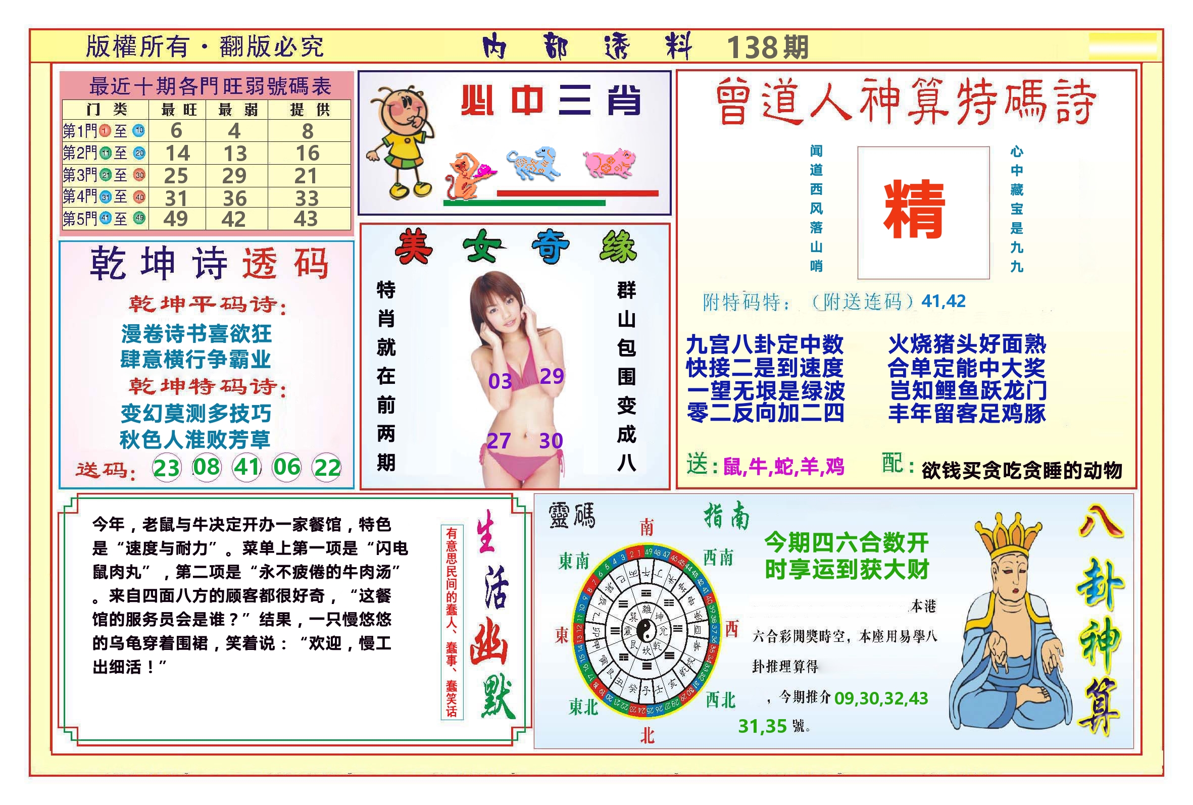 澳门内部透料B 第138期