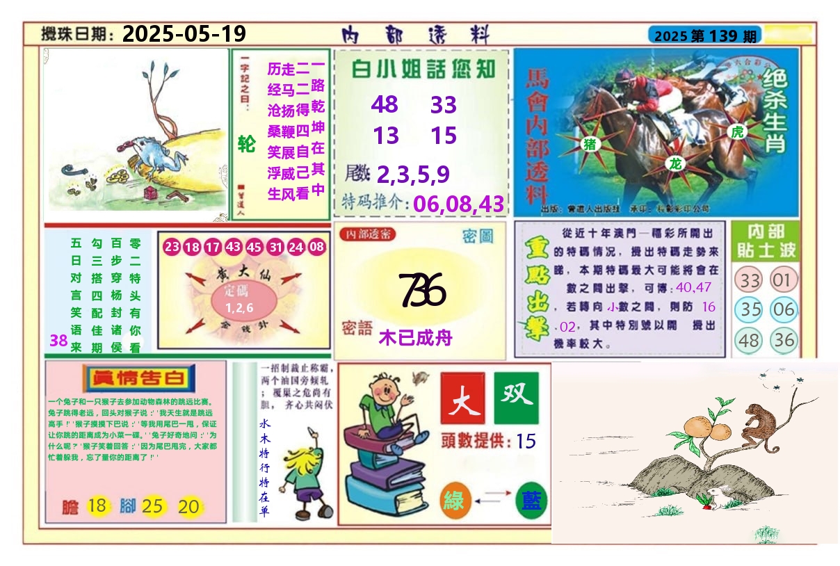 澳门内部透料A 第139期