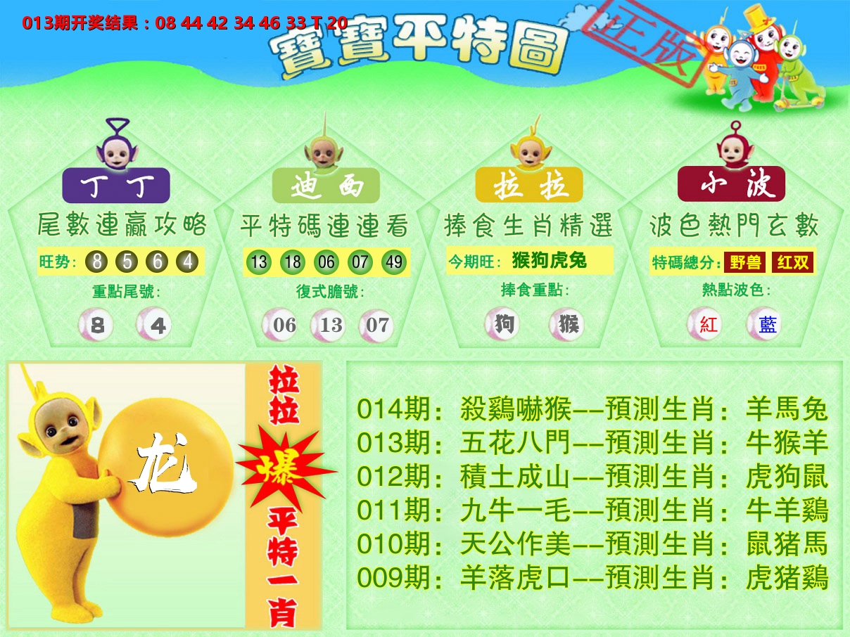 天线宝宝平特图 第14期