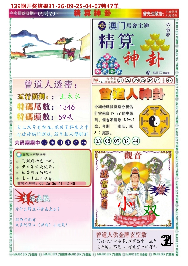 澳门精算神卦 第140期