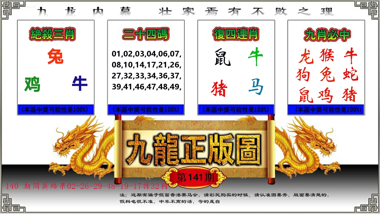 九龙正版图 第141期
