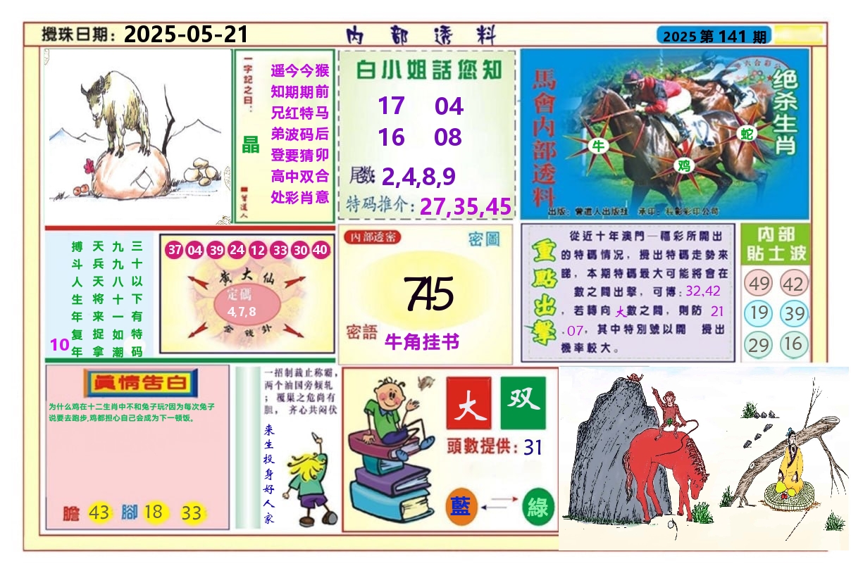 澳门内部透料A 第141期