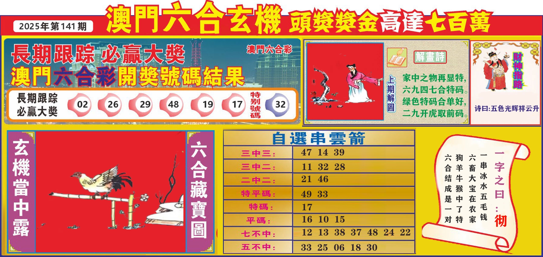 七星彩图C 第141期