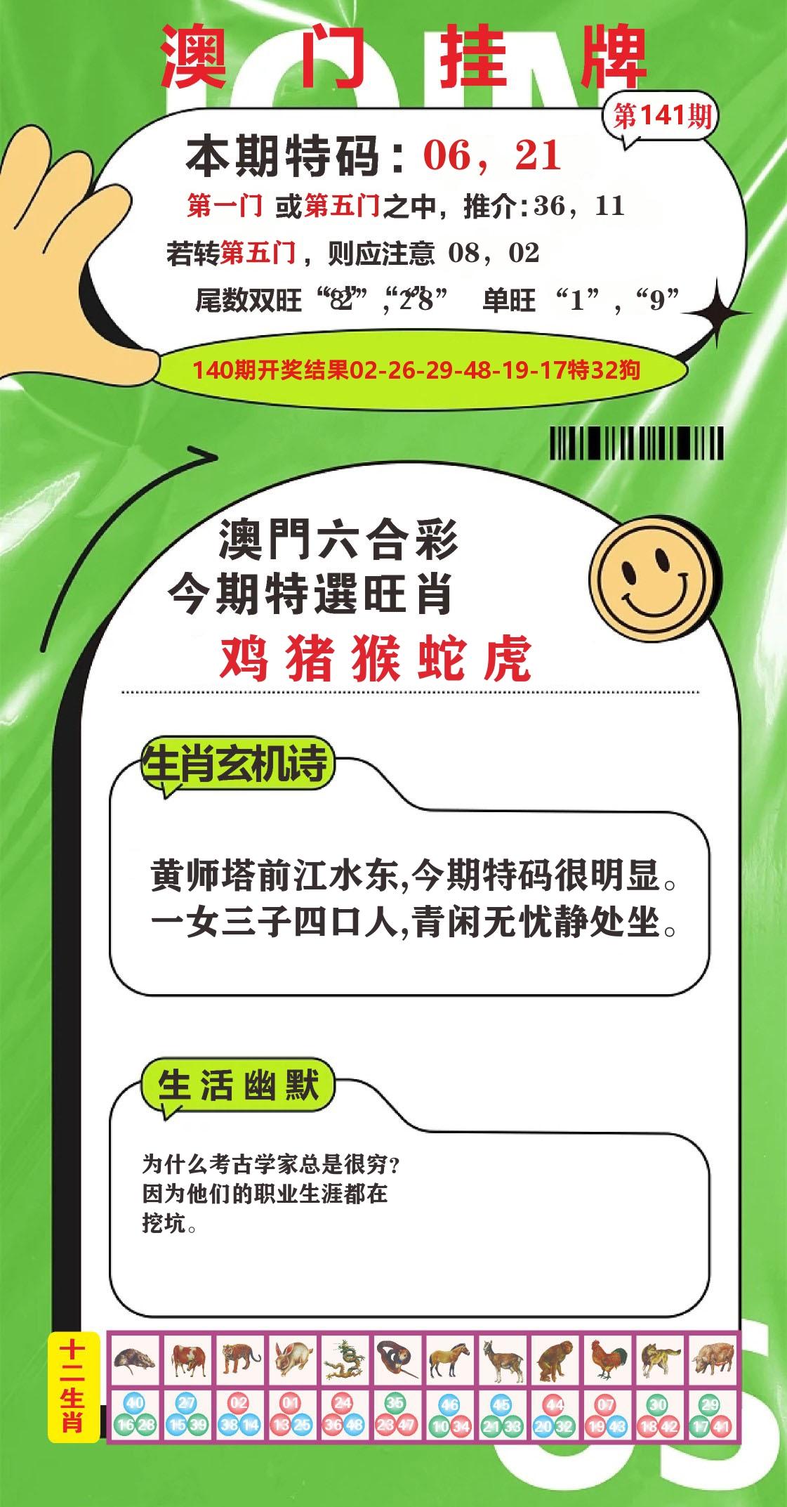 澳门赢天下B 第141期