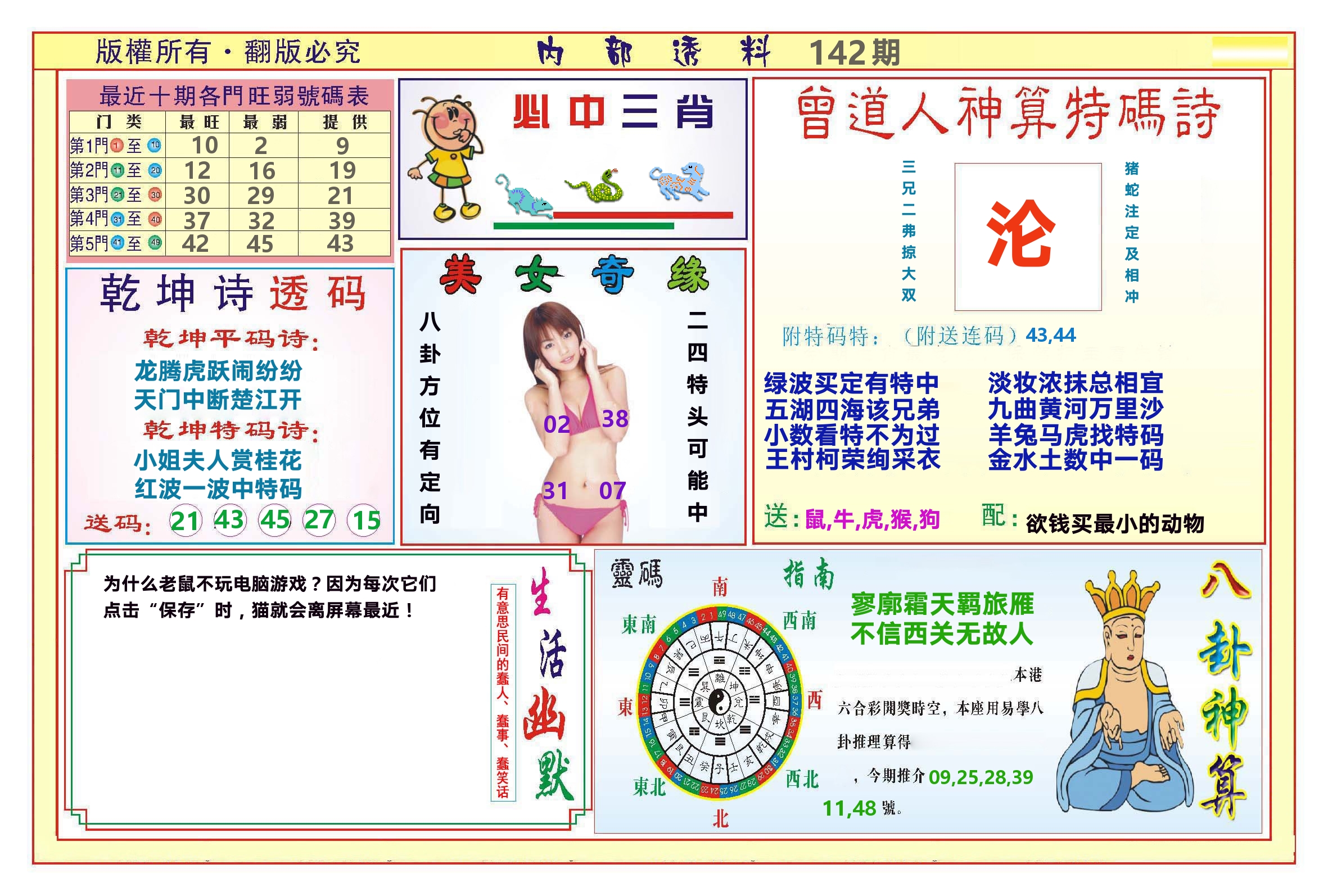 澳门内部透料B 第142期