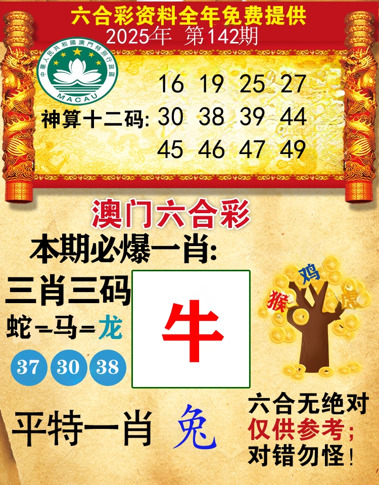 澳门必爆 第142期