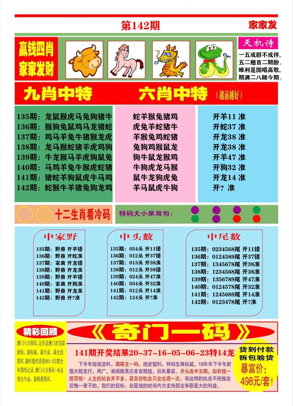 澳门家家发B 第142期