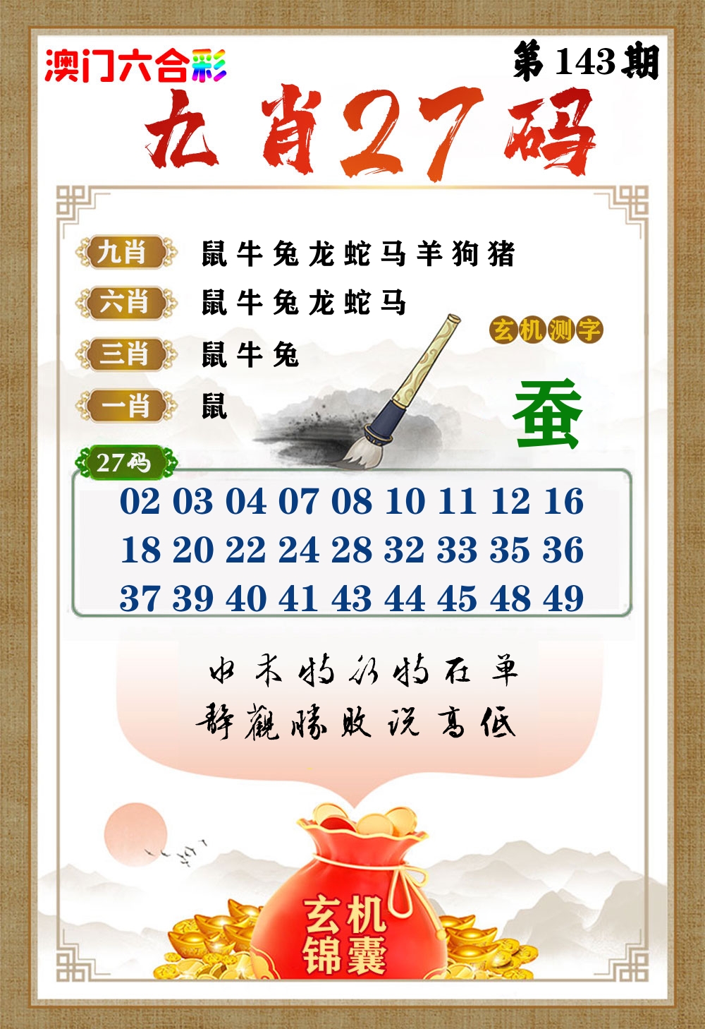 玄机锦囊 第143期