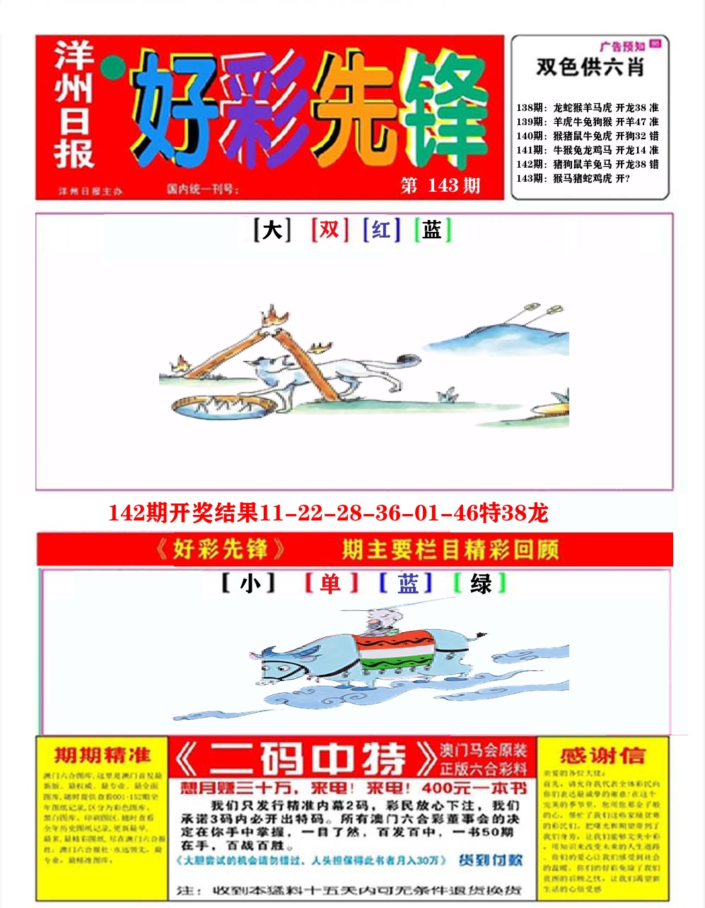 好彩先锋A 第143期