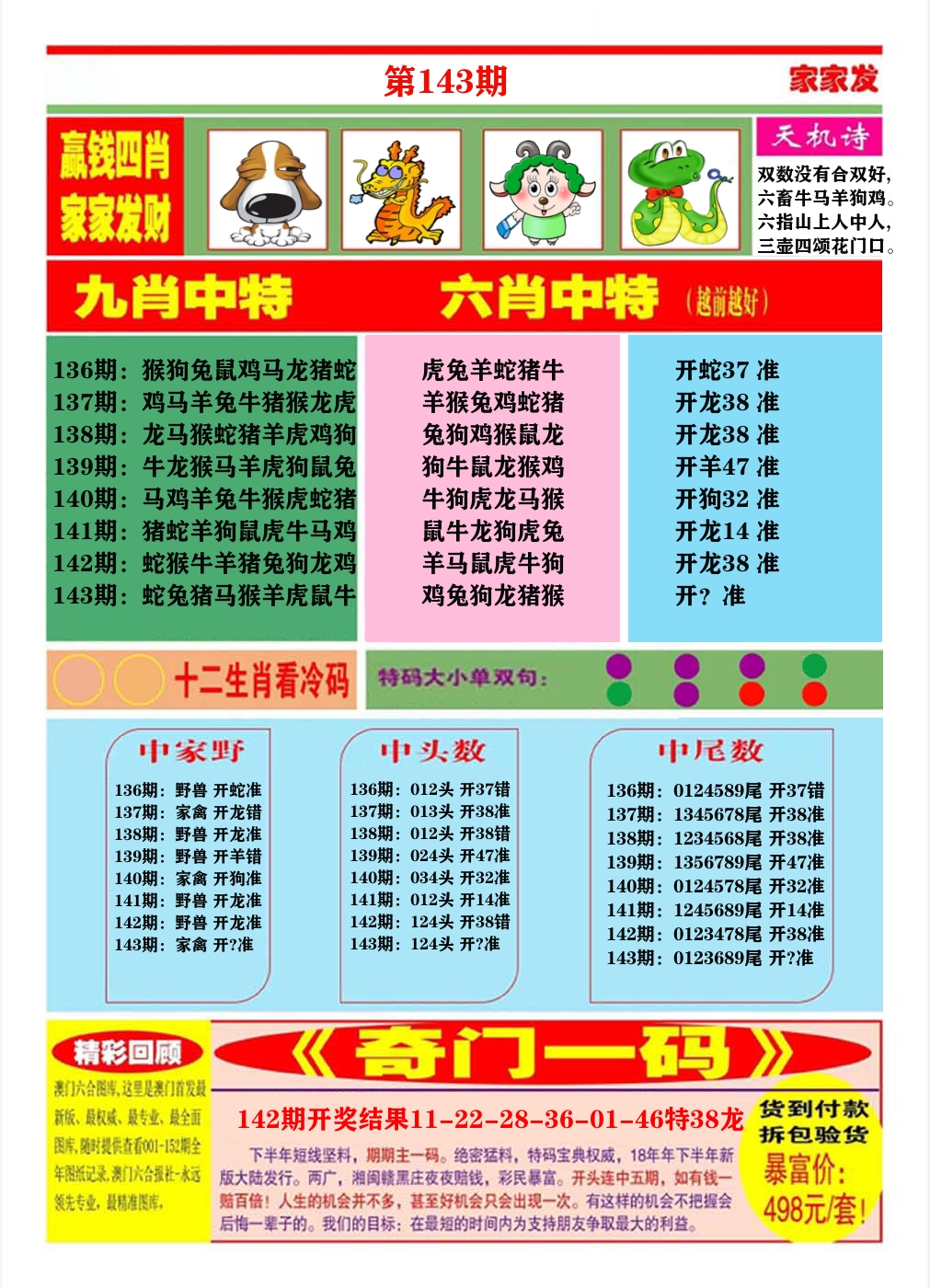 澳门家家发B 第143期