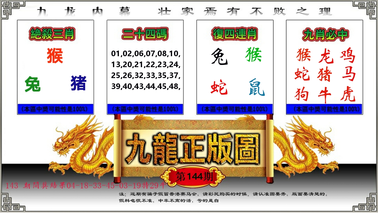 九龙正版图 第144期