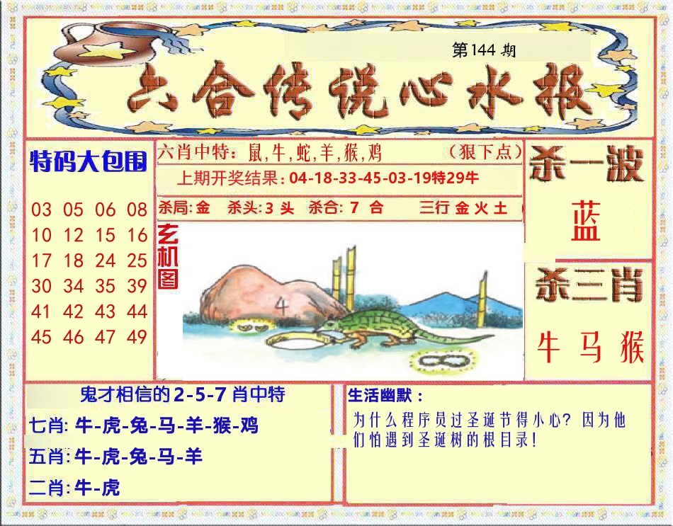 六合传说心水报 第144期
