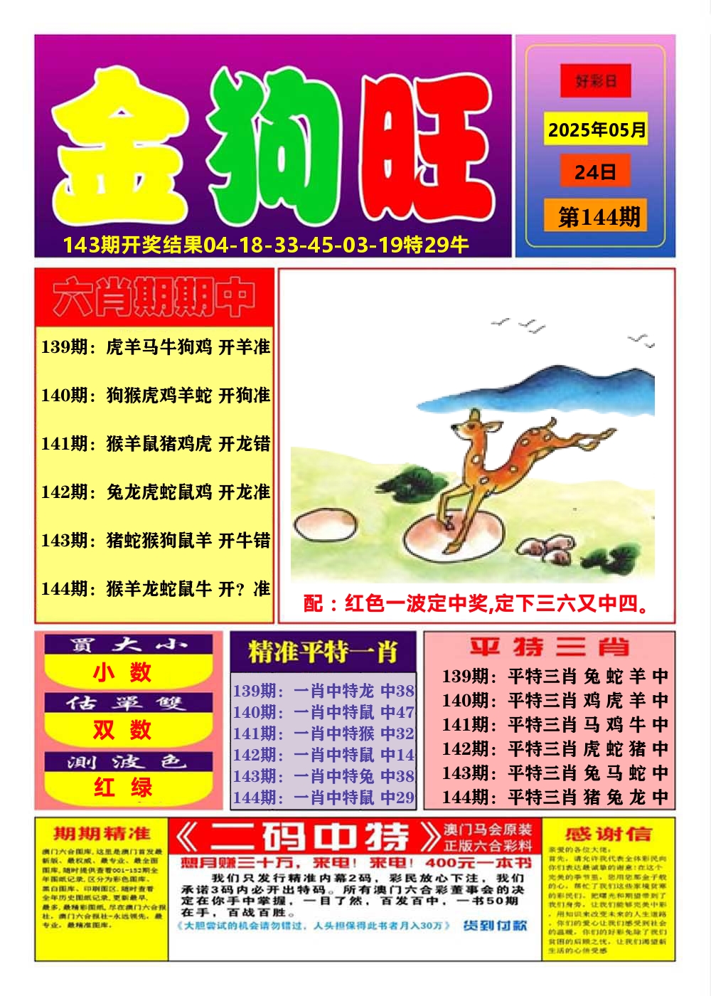 澳门金狗旺A 第144期