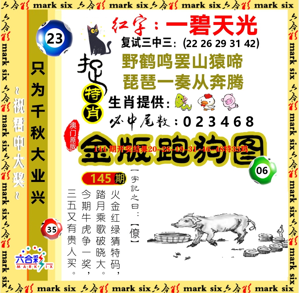 金版跑狗图 第145期
