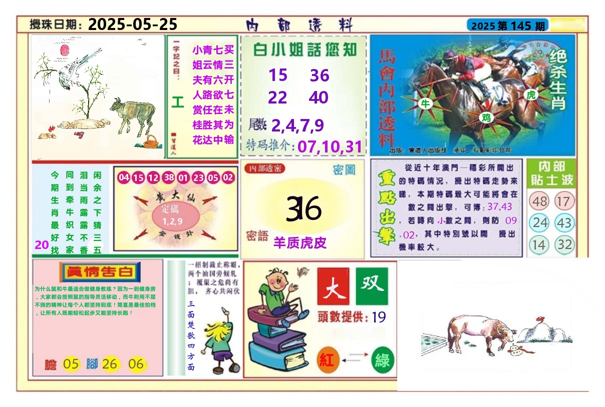 澳门内部透料A 第145期