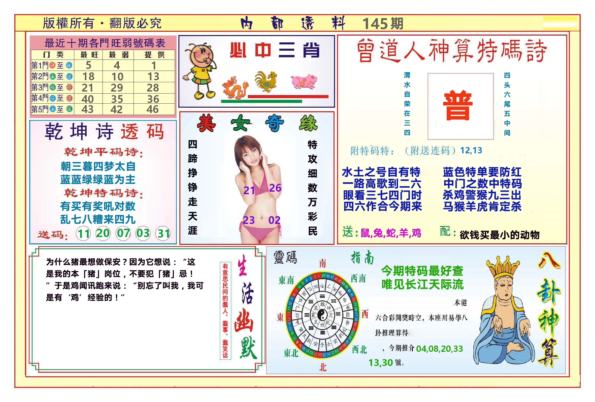 澳门内部透料B 第145期
