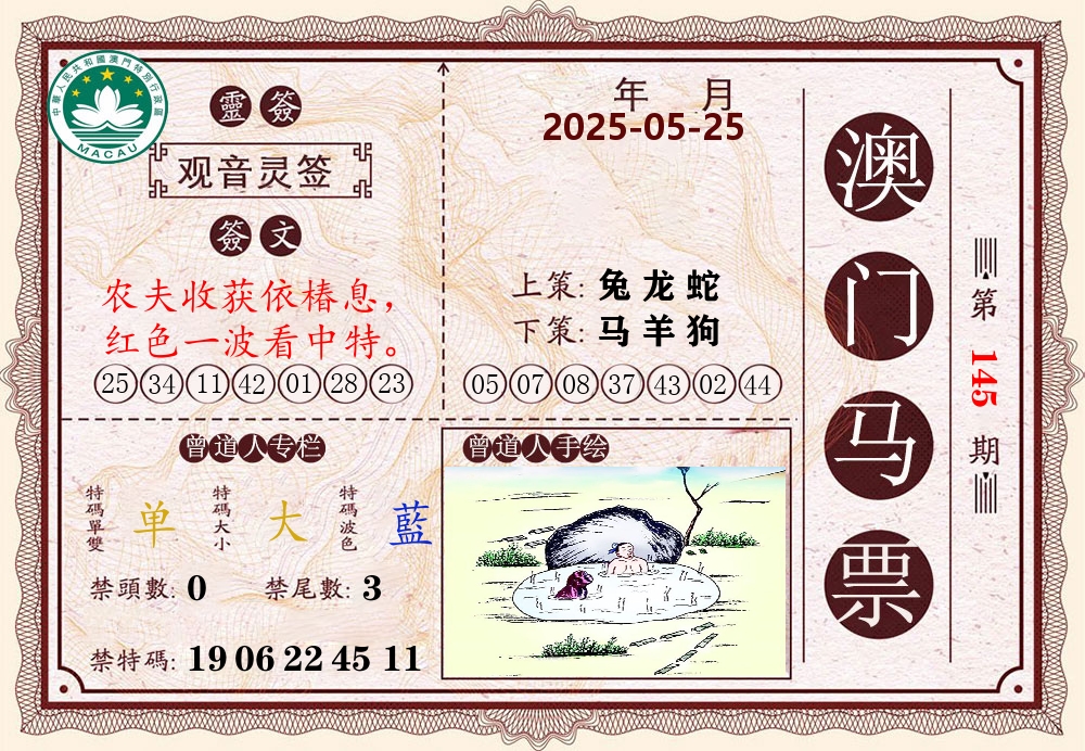 澳门马票 第145期