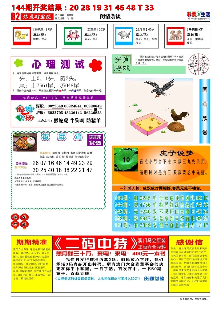 彩票与生活B 第145期