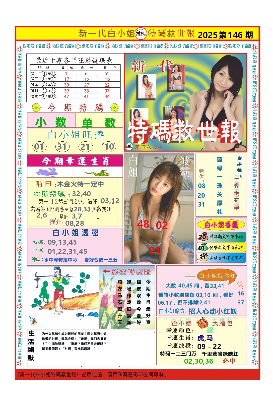 澳门特码救世报 第146期