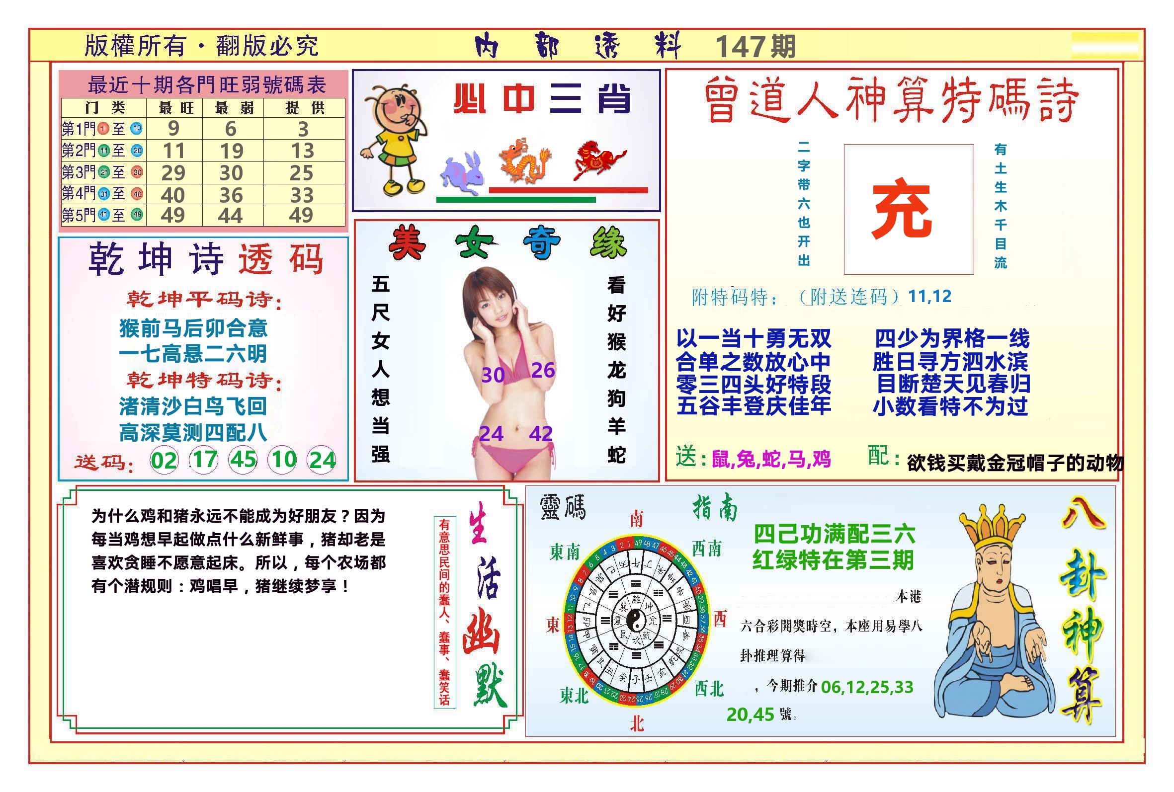 澳门内部透料B 第147期