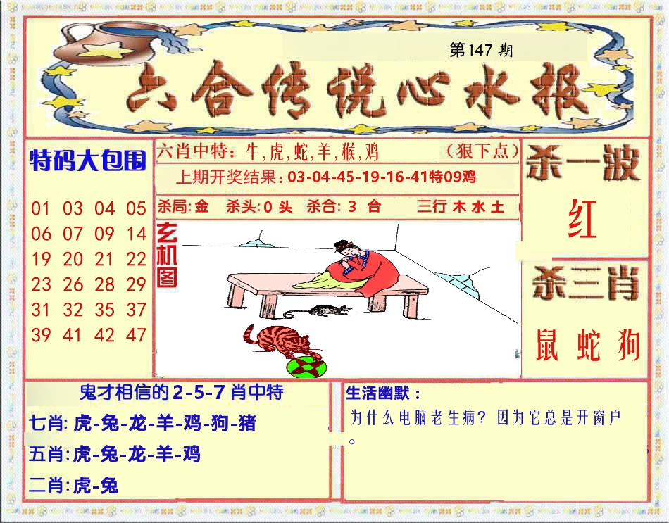 六合传说心水报 第147期