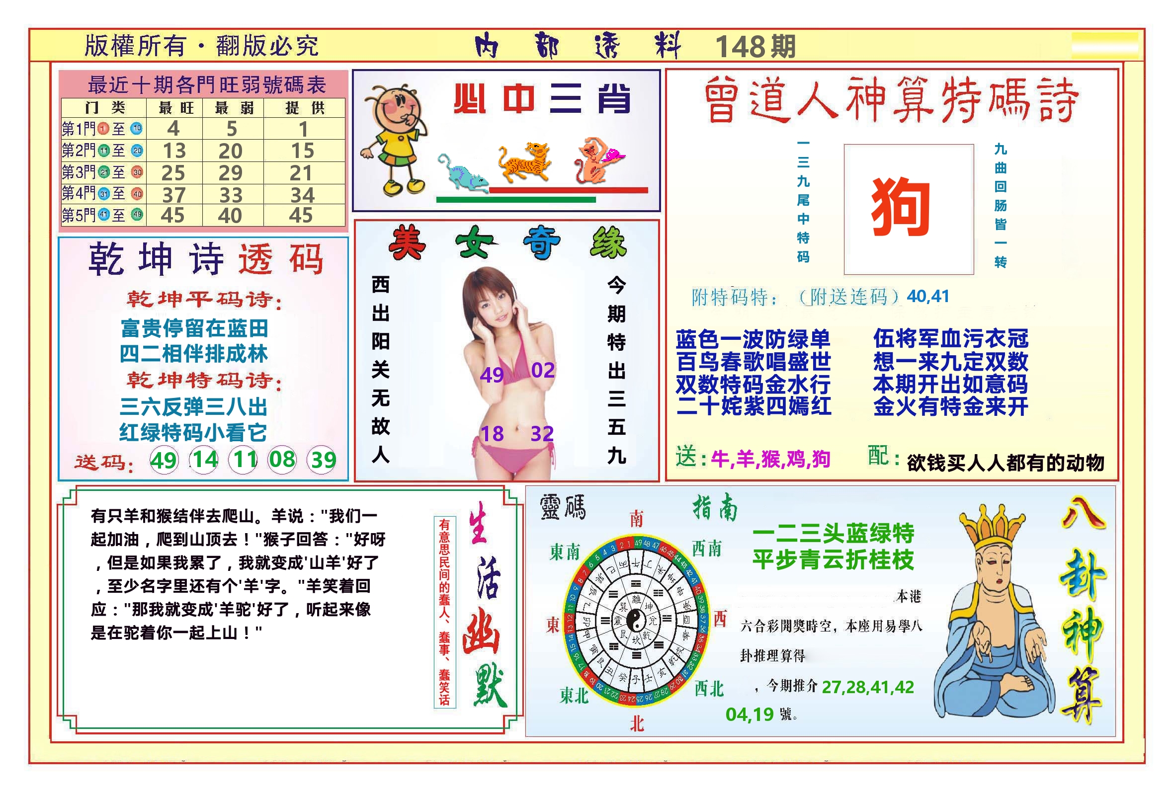 澳门内部透料B 第148期