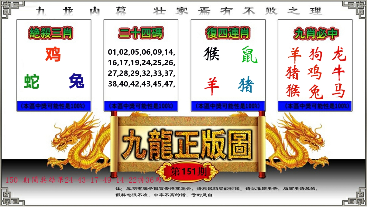 九龙正版图 第151期