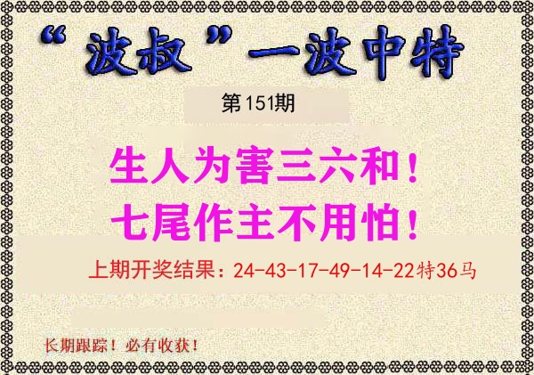 波叔中特 第151期