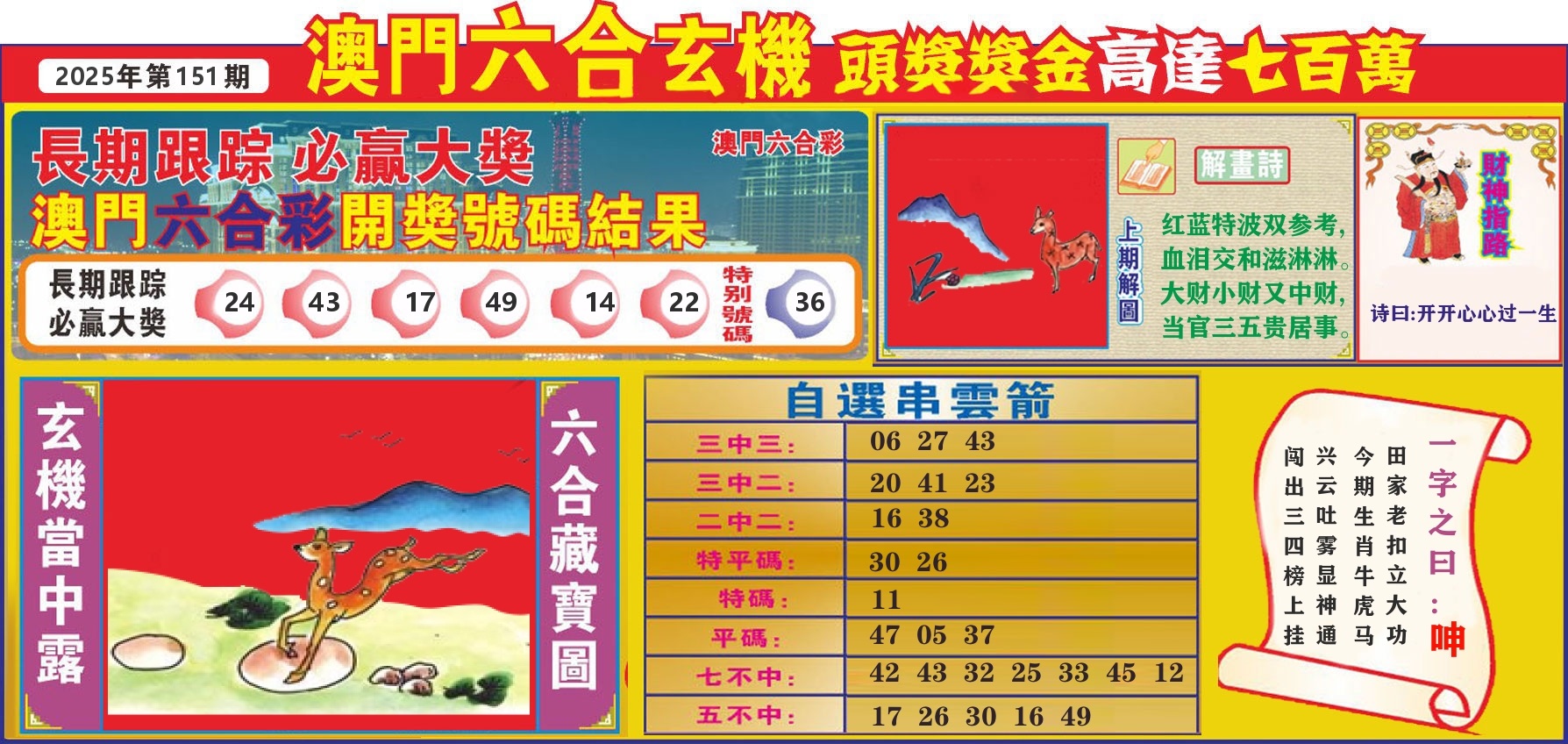 七星彩图C 第151期