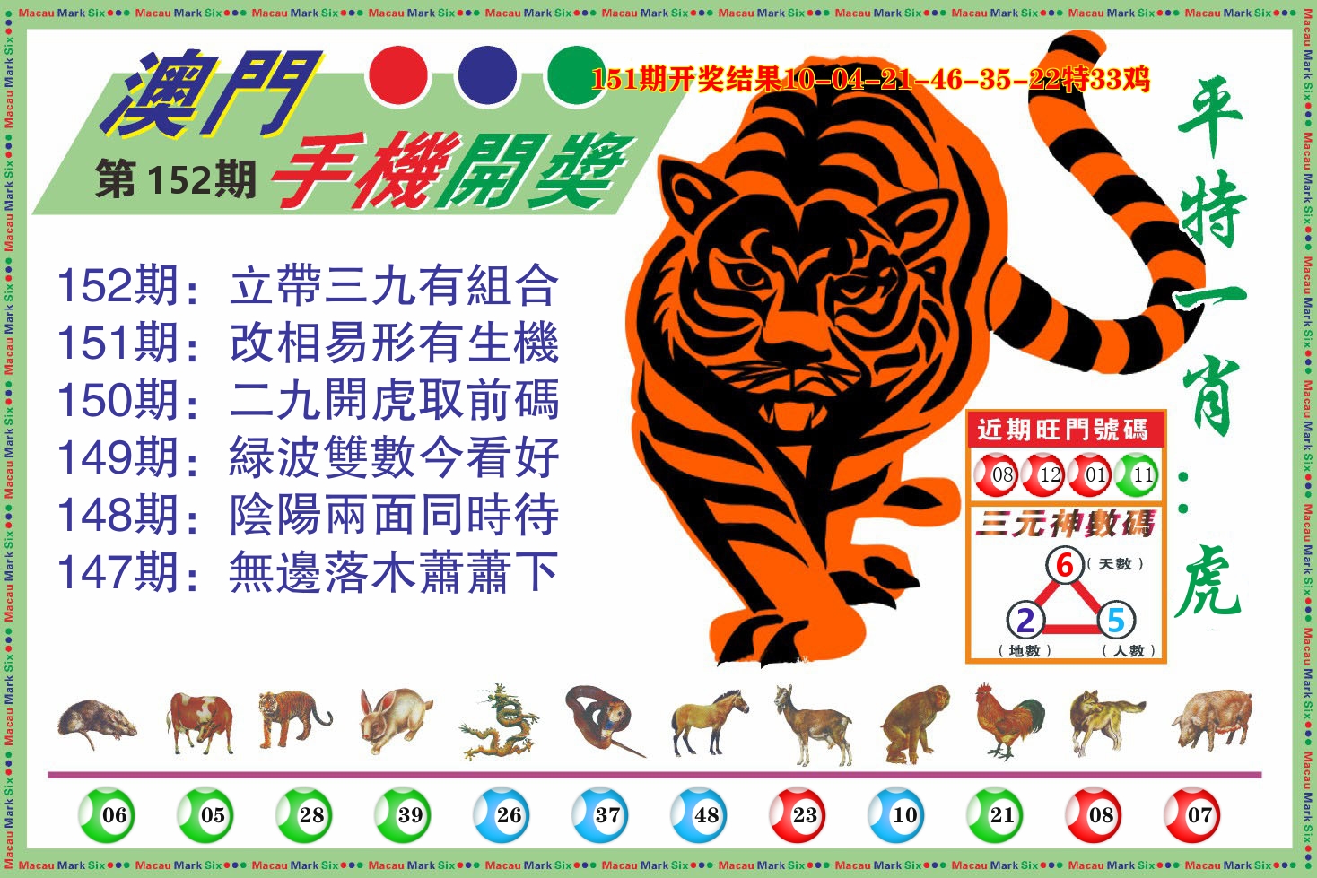 澳门开奖报 第152期