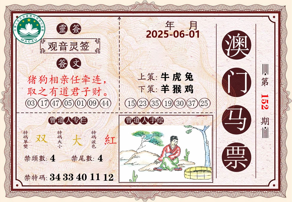 澳门马票 第152期