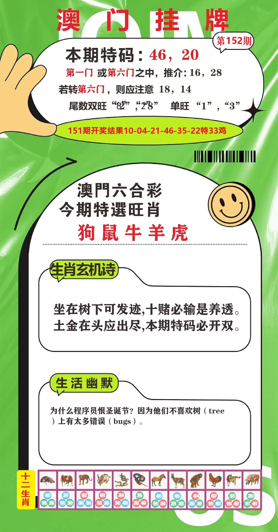 澳门赢天下B 第152期